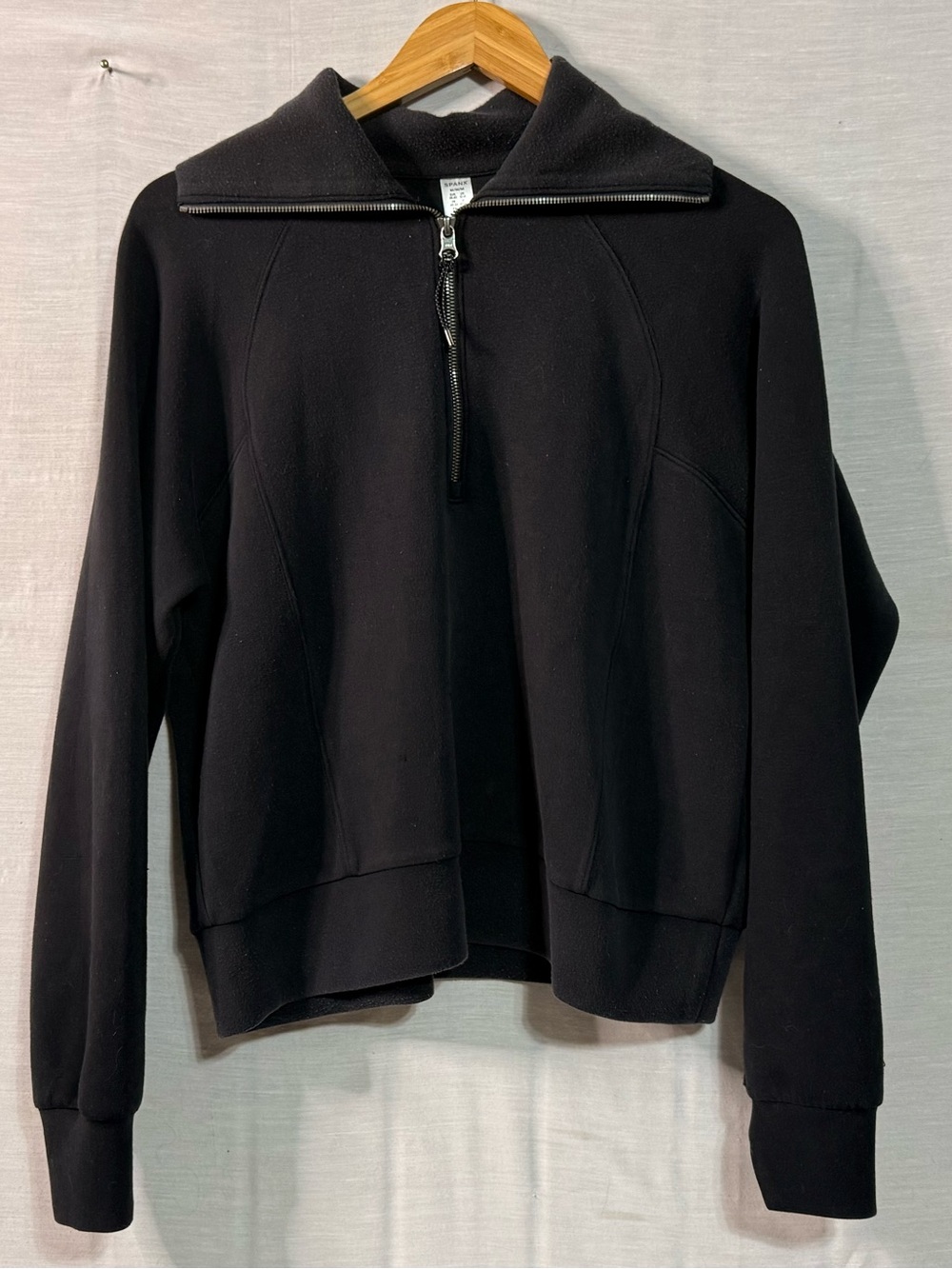 SPANX AirEssentials Black Half Zip Funnel Neck Pullover M